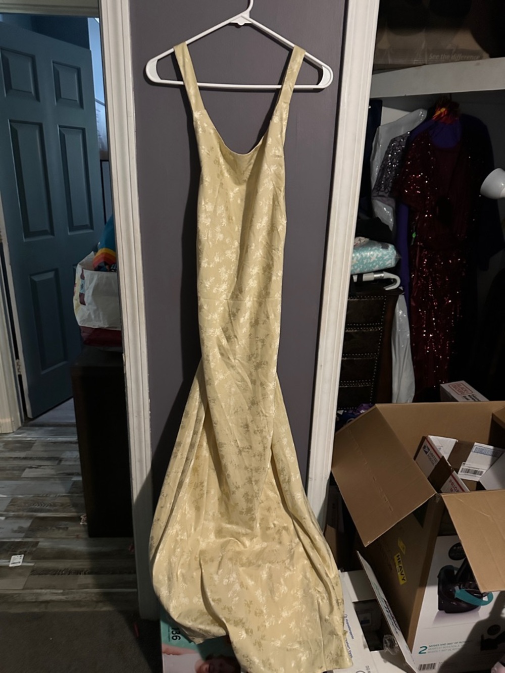 Petal & Pup Pale Yellow Floral Satin Maxi Dress